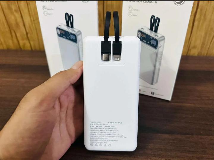 6W Fast Charging 20,000mAh Power Bank with Built-in Cables