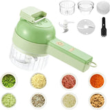 4-in-1 Portable Electric Vegetable Cutter – Rechargeable Handheld Chopper
