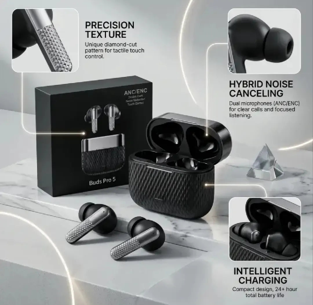 Buds Pro 5 Wireless Bluetooth Earbuds - HD Sound Quality Touch Control And Noise Reduction For Immersive Audio Experience