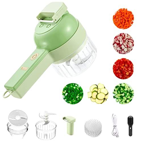 4-in-1 Portable Electric Vegetable Cutter – Rechargeable Handheld Chopper