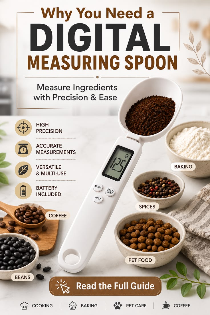 Multi-Function Digital Spoon Scale – 0.1g Precision Kitchen Weighing Scale