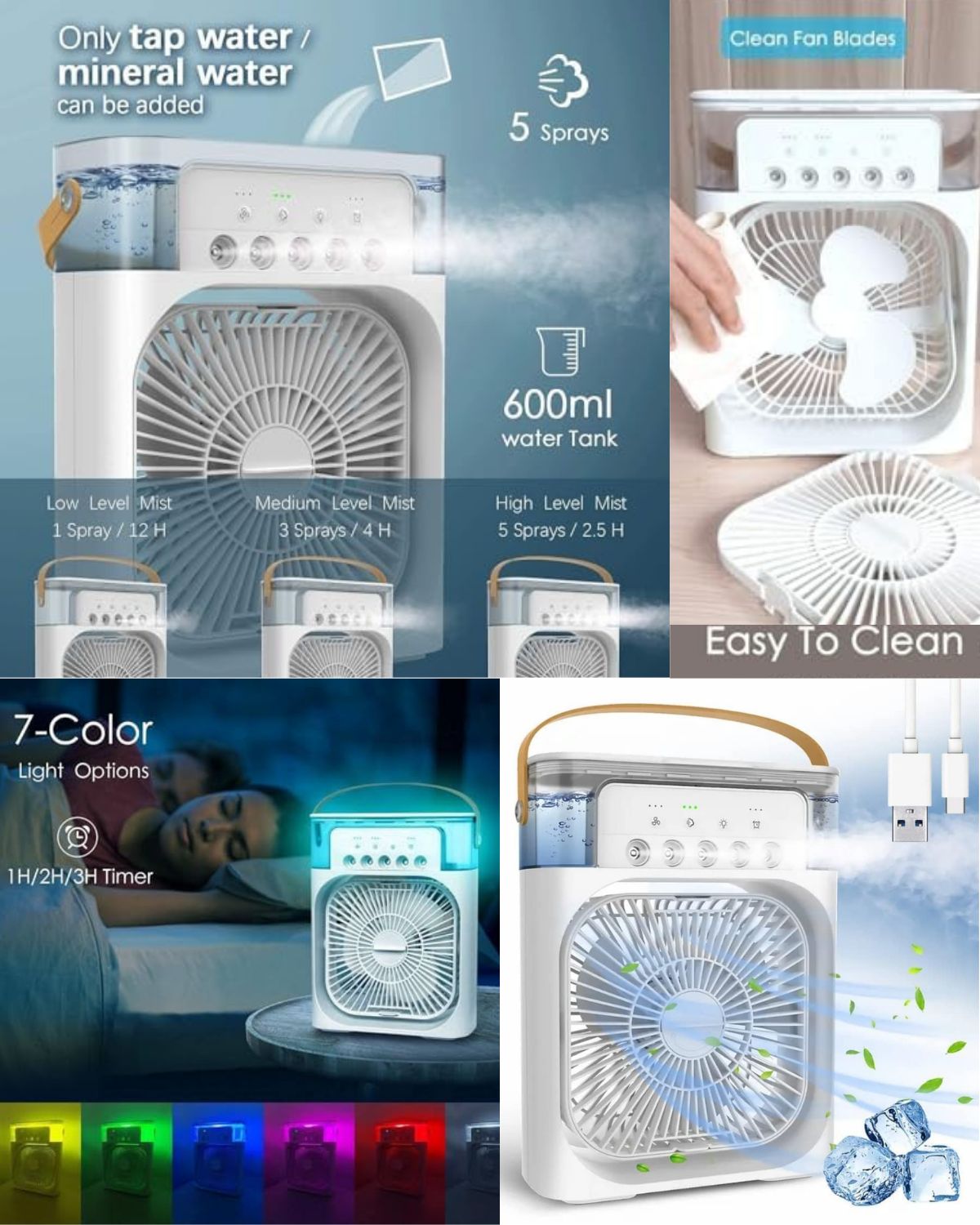 3-in-1 Mini Air Cooler/Fan