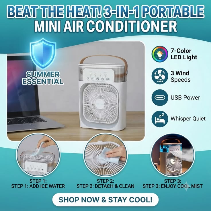 3-in-1 Mini Air Cooler/Fan