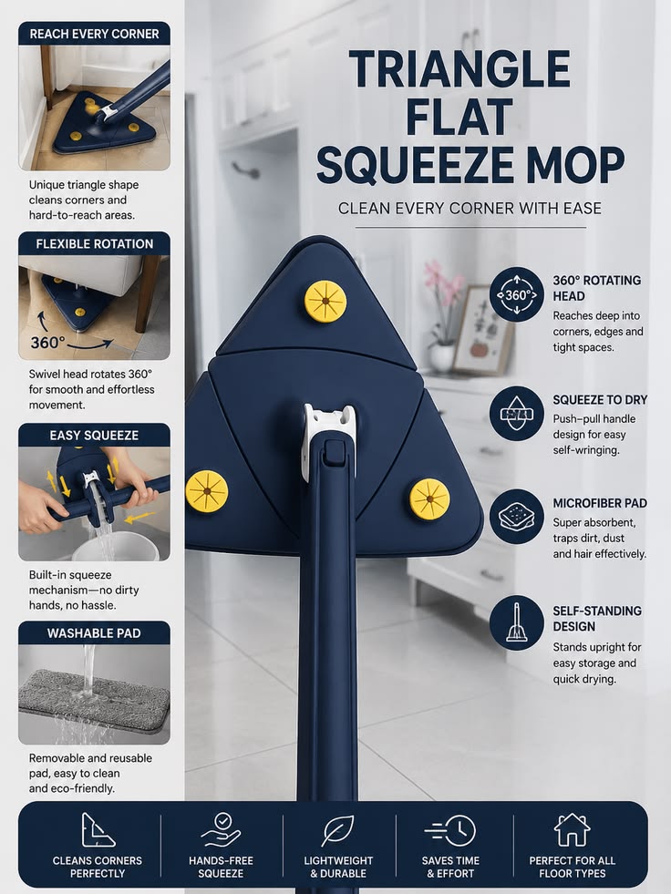 Microfiber Spray Mop with Triangular Head – Floor Cleaning Mop